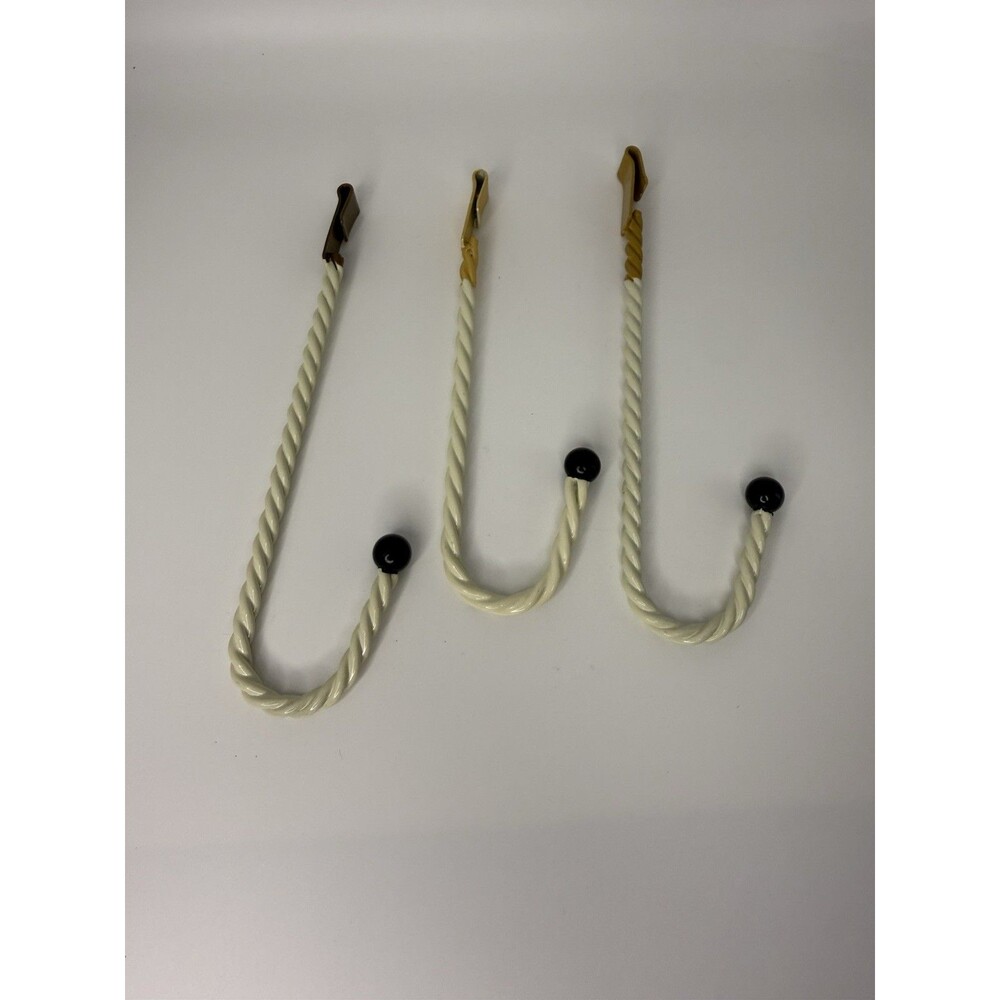 3 Vintage Metal Western Cowboy Lasso Rope Wall Coat Hooks Garment Hangers Lot